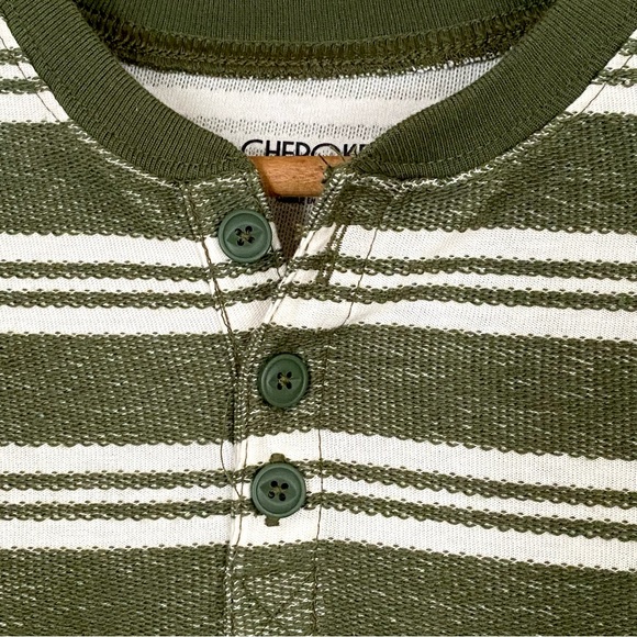 NWT Cherokee Green Stripe Long Sleeve Henley Shirt Knit Pullover NEW Boys S 6/7 - Picture 6 of 15